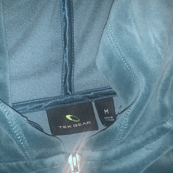 Medium Blue Green Velvet Hoodie - Picture 4 of 4